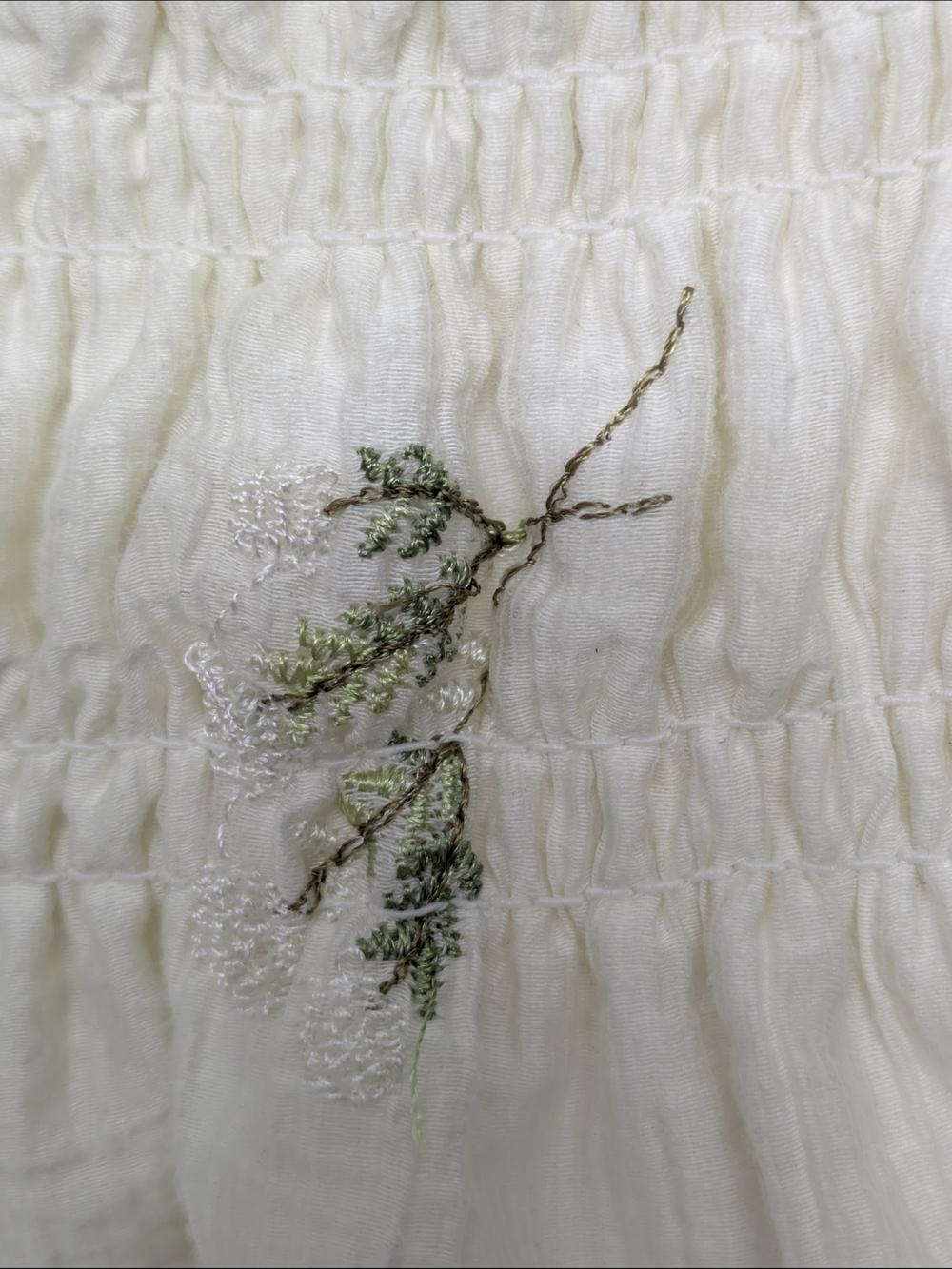 Cream Floral Smocked Peplum Camisole - Picture 3 of 8